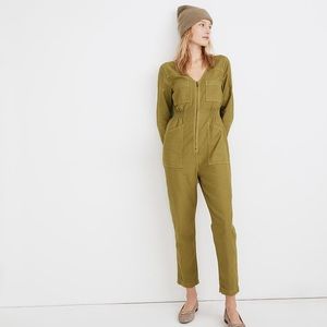 Madewell Garment Dyed Patchwork Green Jumpsuit